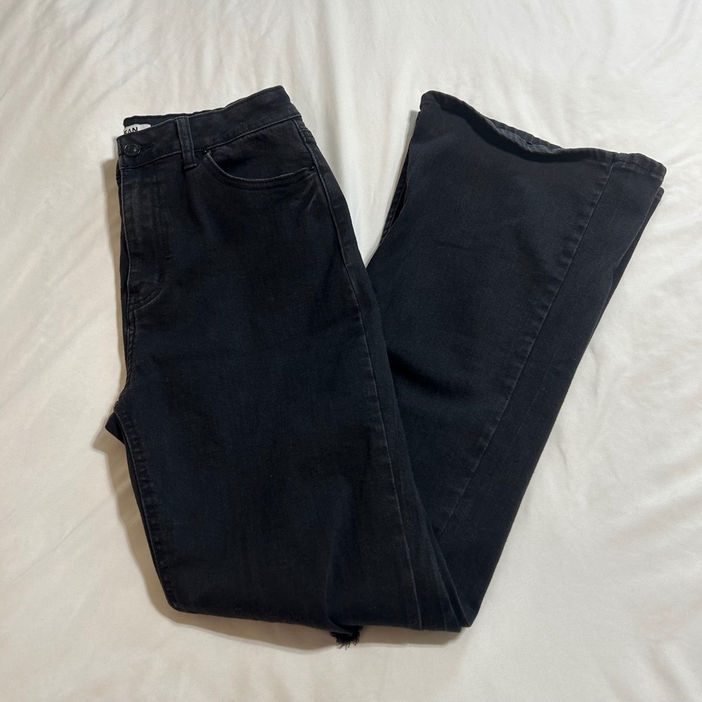 Wax Jean Womens Black High Waisted Distressed Flare Bell Bottom Jeans Size 9/29